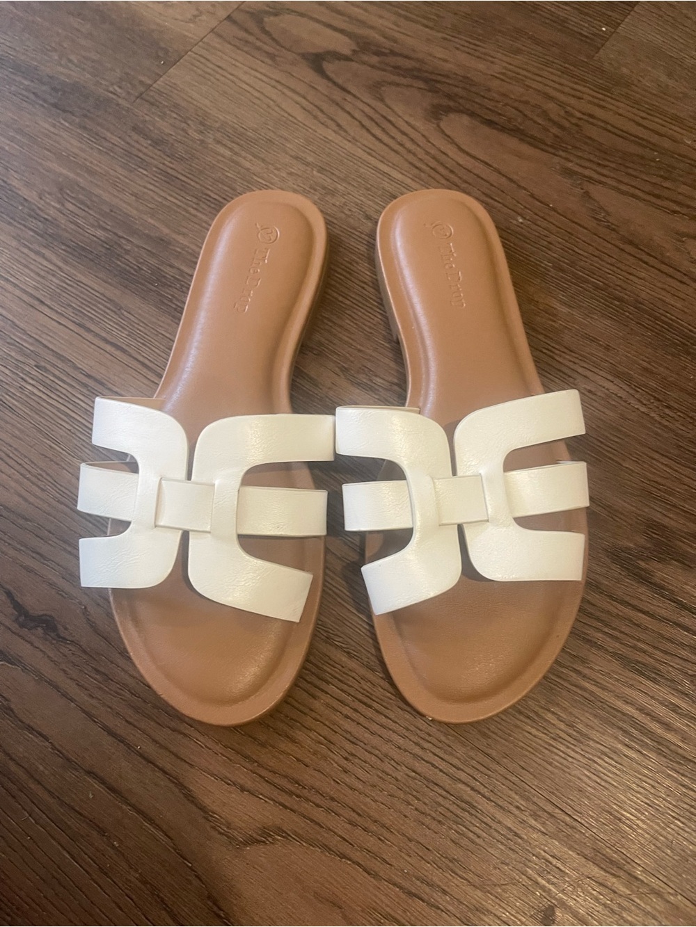 Women's White Slide Sandals with Interlocking Straps